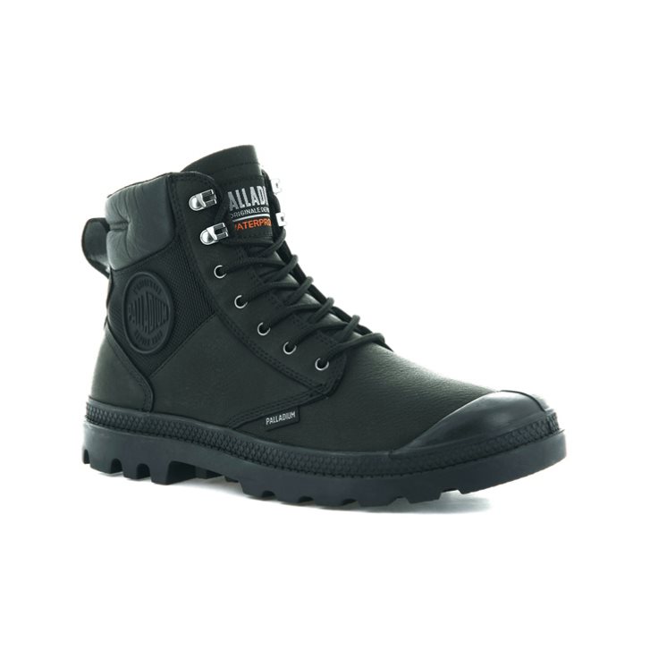 Palladium Pampa Shield WP+ LTH Men's Boots Black | UK D809-VQG